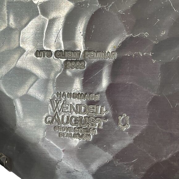 Vintage Wendell August Forge Hammered 4.5" W Art Coaster Plate Sailboats Boats - Picture 4 of 4